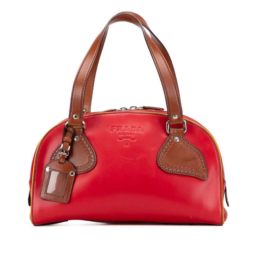 Prada Vitello Sport Bowler Bag Red Leather Good condition - Front View
