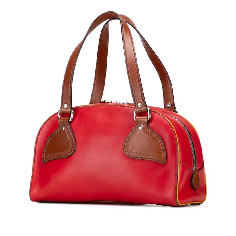 Prada Vitello Sport Bowler Bag Red Leather Good condition - Back View