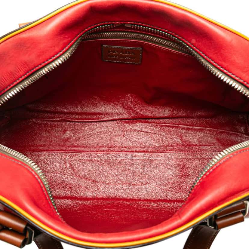 Prada Vitello Sport Bowler Bag Red Leather Good condition - Model View
