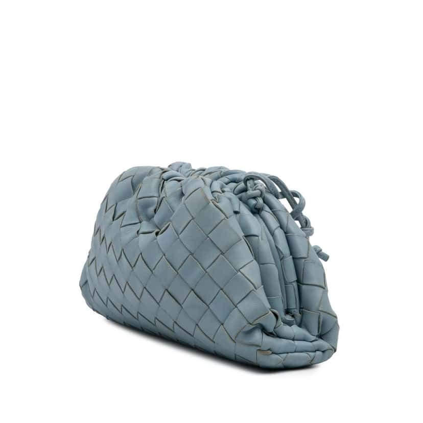 Bottega Veneta Nappa Intrecciato The Mini Pouch Crossbody Blue Leather Good condition - Back View