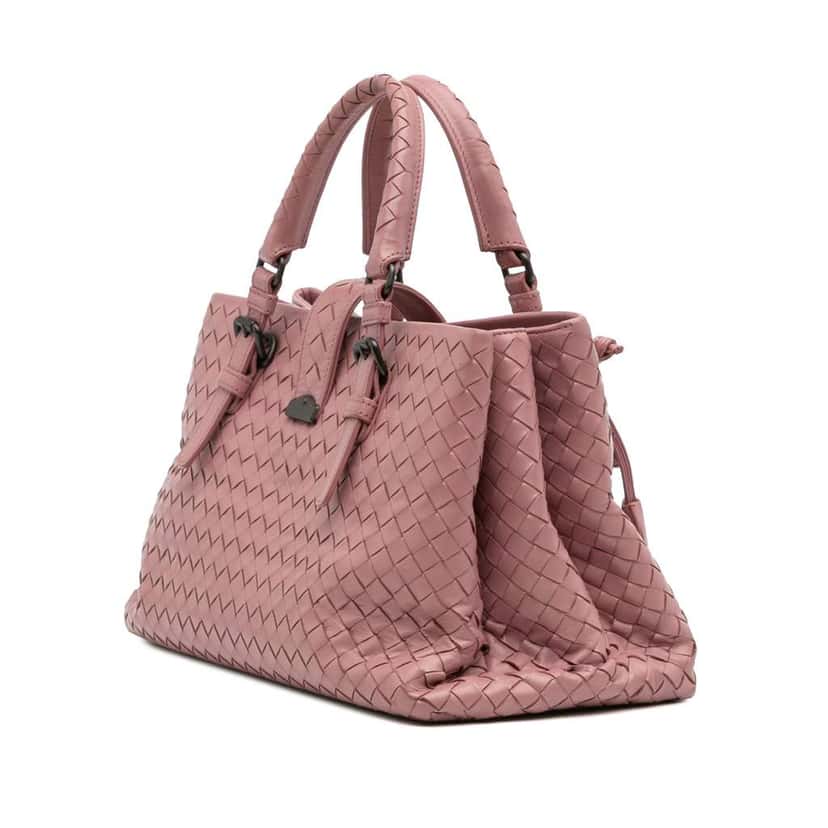 Bottega Veneta Small Nappa Intrecciato Roma Satchel Pink Leather Good condition - Back View
