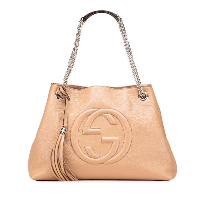 Gucci Medium Leather Soho Chain Tote Brown Leather Good condition - Front View