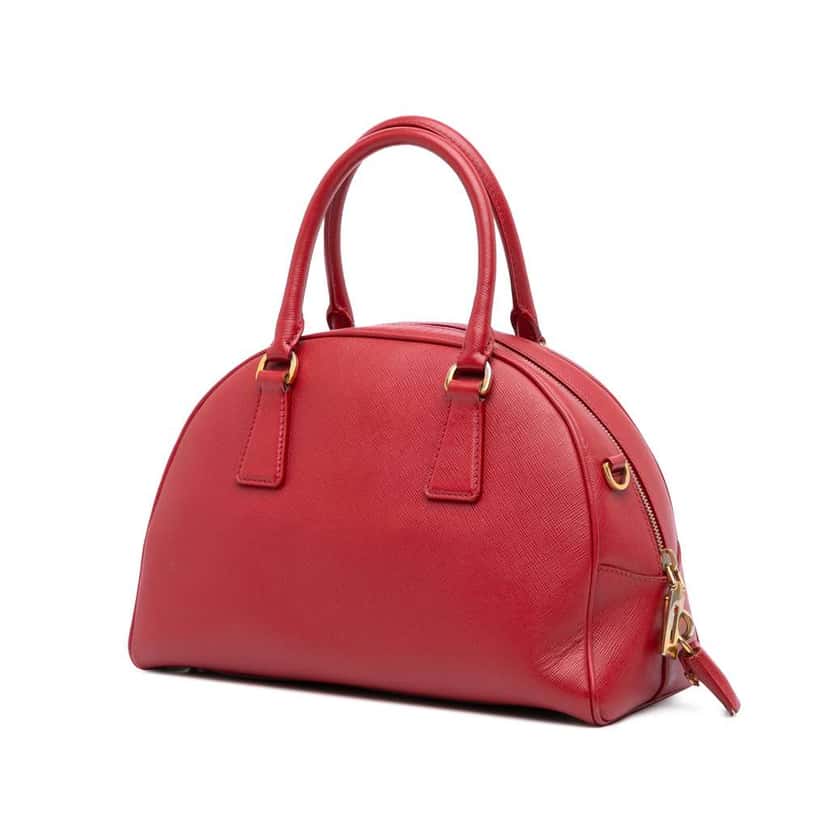 Prada Saffiano Lux Bowling Bag Red Leather Good condition - Back View
