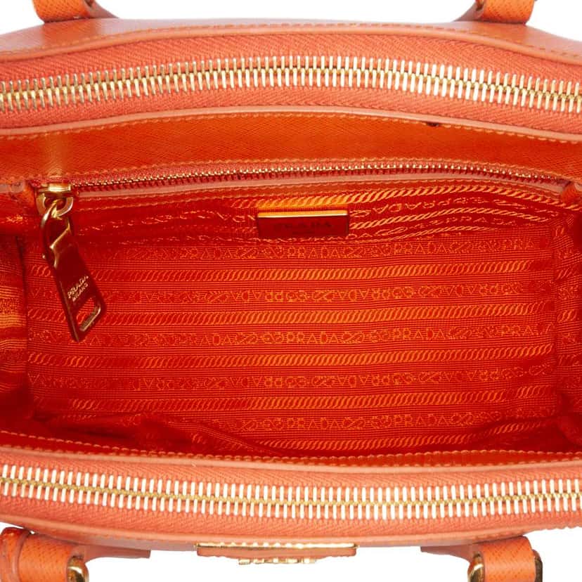 Prada Medium Saffiano Lux Galleria Double Zip Satchel Orange Leather Good condition - Model View