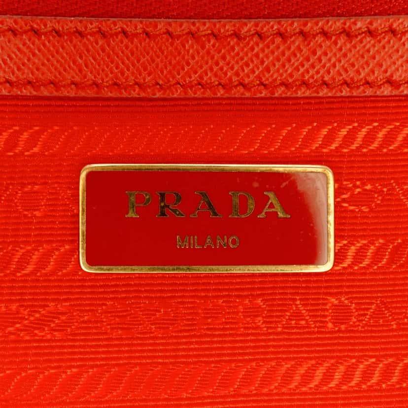 Prada Medium Saffiano Lux Galleria Double Zip Satchel Orange Leather Good condition - Box View