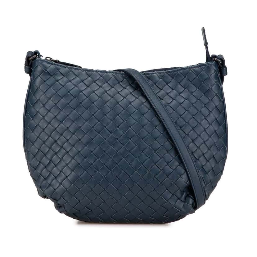 Bottega Veneta Nappa Intrecciato Crossbody Blue Leather Good condition - Front View