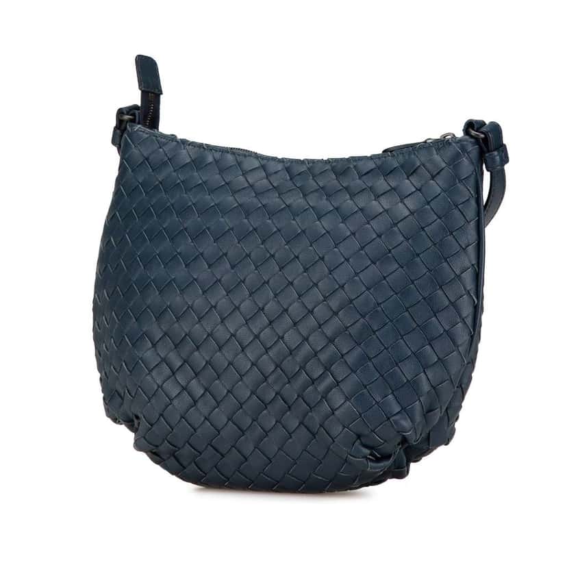 Bottega Veneta Nappa Intrecciato Crossbody Blue Leather Good condition - Back View