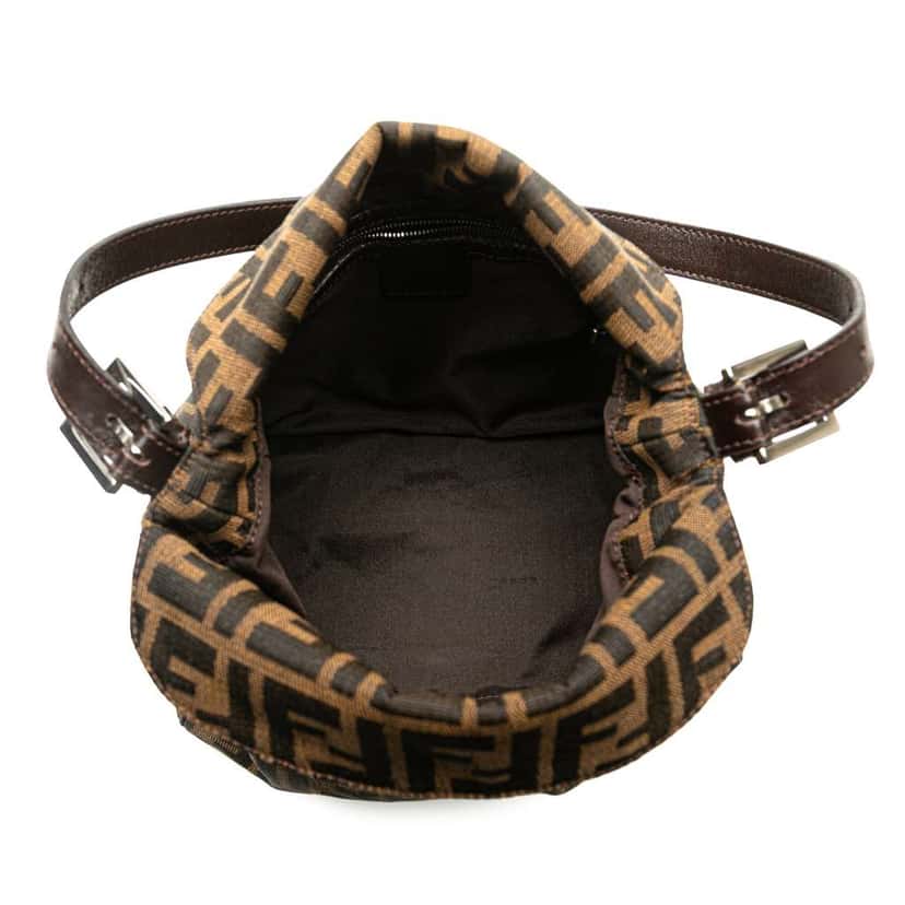 Fendi Zucca Canvas Double Flap Shoulder Bag Brown Canvas Good condition - Model View