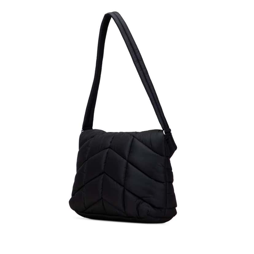 Saint Laurent Quilted Econyl Nylon Lou Puffer Messenger Bag Black Good condition - Back View