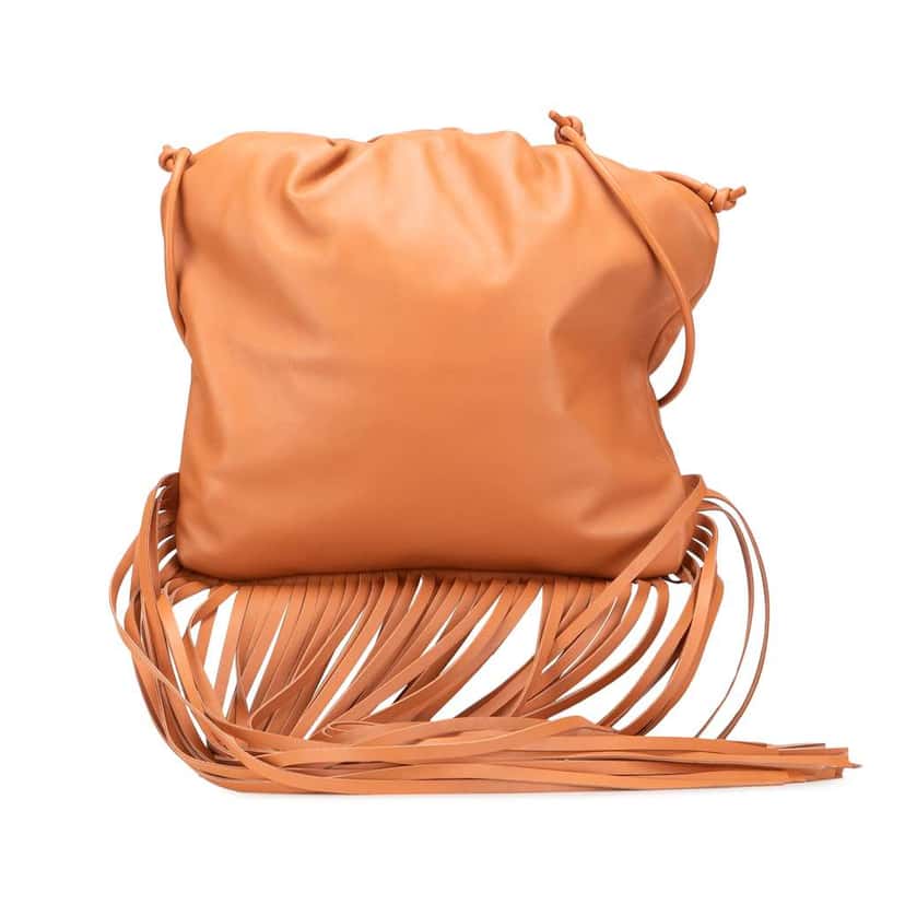 Bottega Veneta Nappa The Fringe Pouch Brown Leather Good condition - Front View