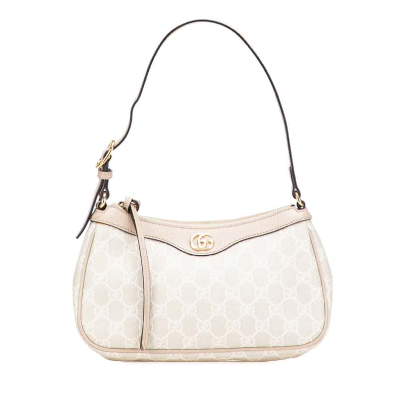 Gucci Small GG Supreme Ophidia Shoulder Bag Grey Canvas Good condition - Front View