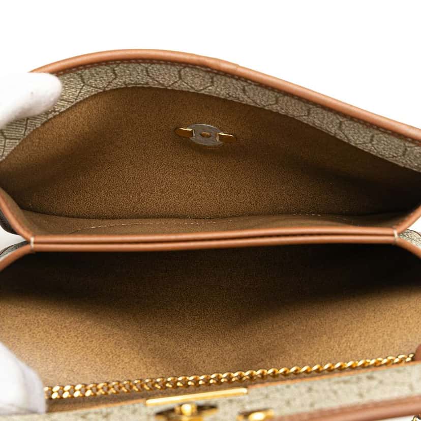 Dior Honeycomb Coated Canvas Chain Crossbody Brown Canvas Good condition - Model View