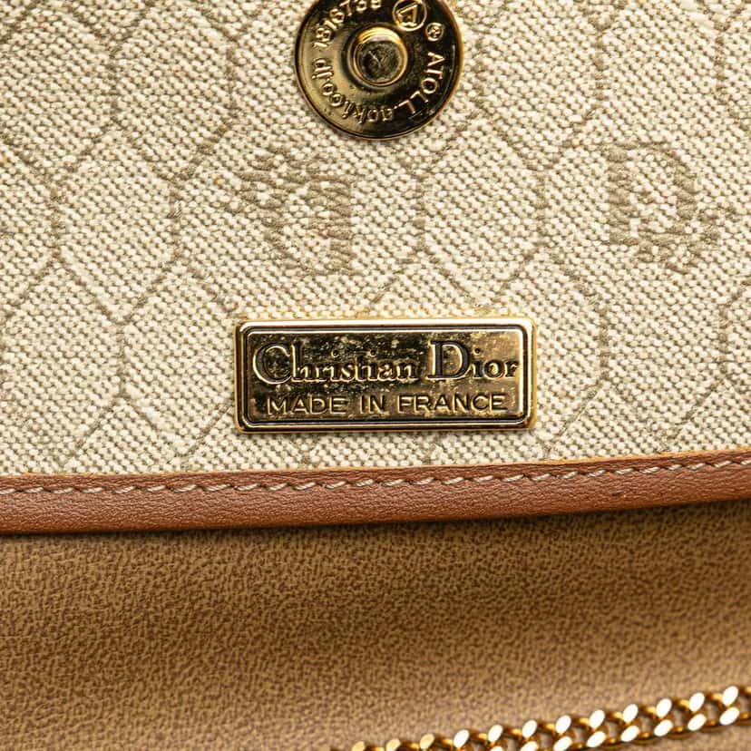 Dior Honeycomb Coated Canvas Chain Crossbody Brown Canvas Good condition - Box View