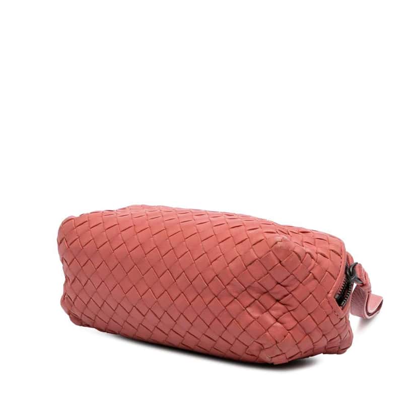 Bottega Veneta Nappa Intrecciato Pouch Red Leather Good condition - Back View