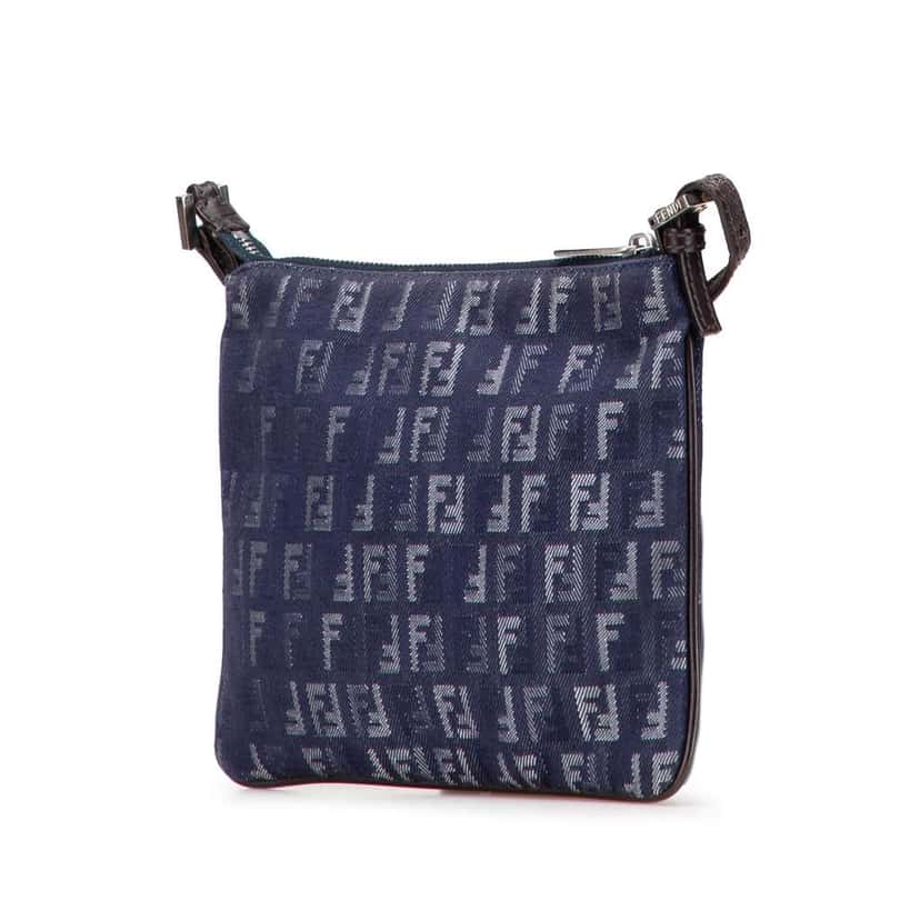 Fendi Zucchino Denim Crossbody Blue Denim Good condition - Back View