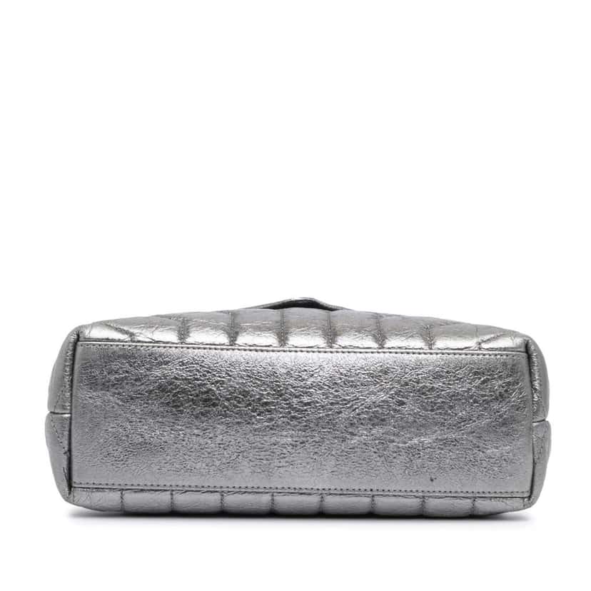 Saint Laurent Small Metallic Calfskin Monogram Loulou Chain Shoulder Bag Silver Leather Good condition - Inside View