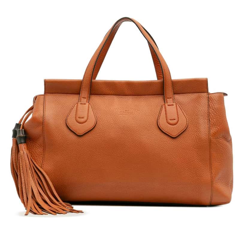 Gucci Leather Lady Tassel Top Handle Bag Orange Leather Good condition - Front View