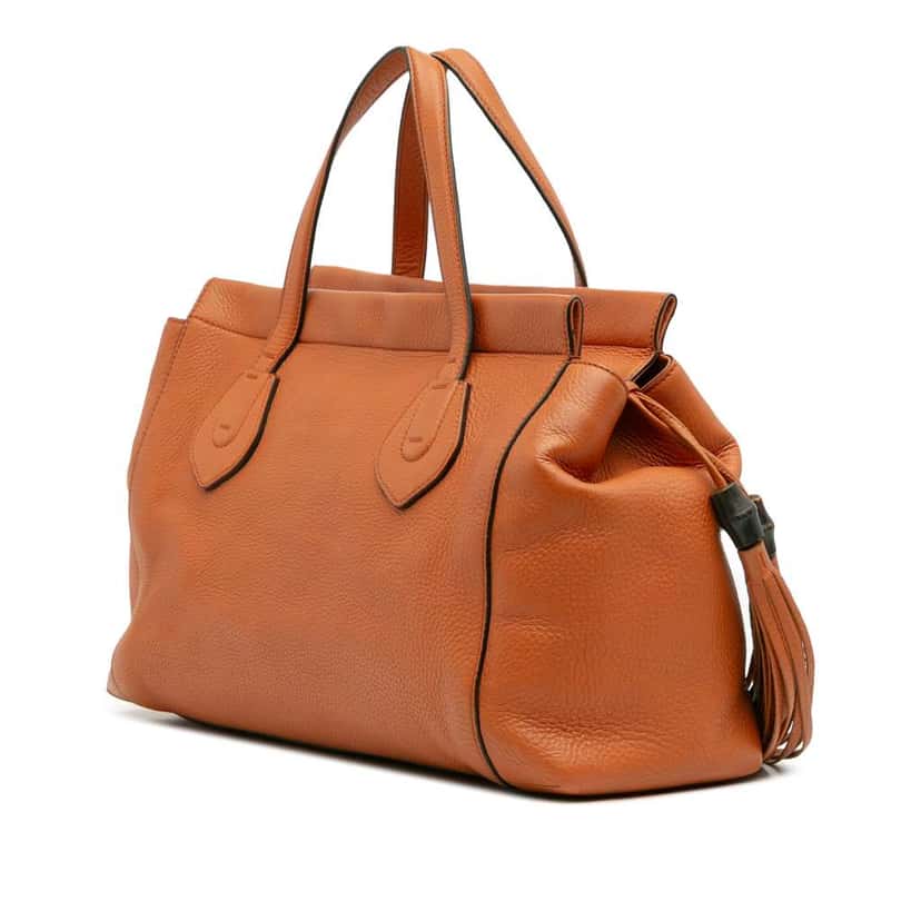 Gucci Leather Lady Tassel Top Handle Bag Orange Leather Good condition - Back View