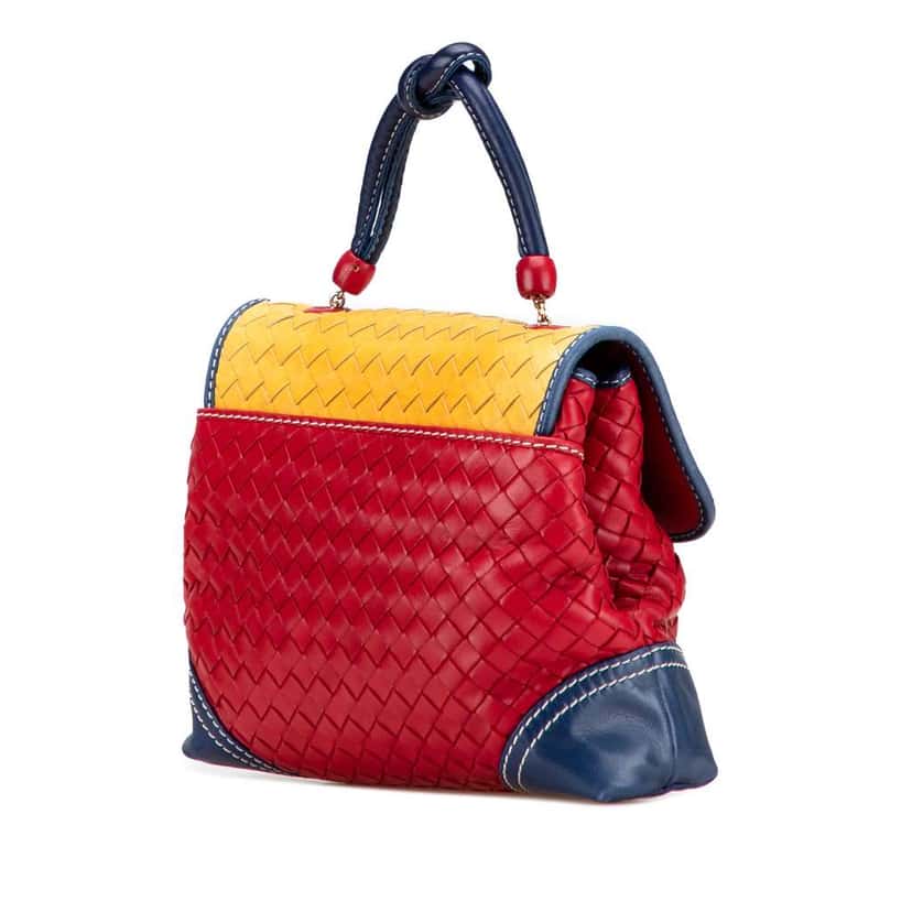 Bottega Veneta Tricolor Nappa Intrecciato Satchel MultiColor Leather Good condition - Back View