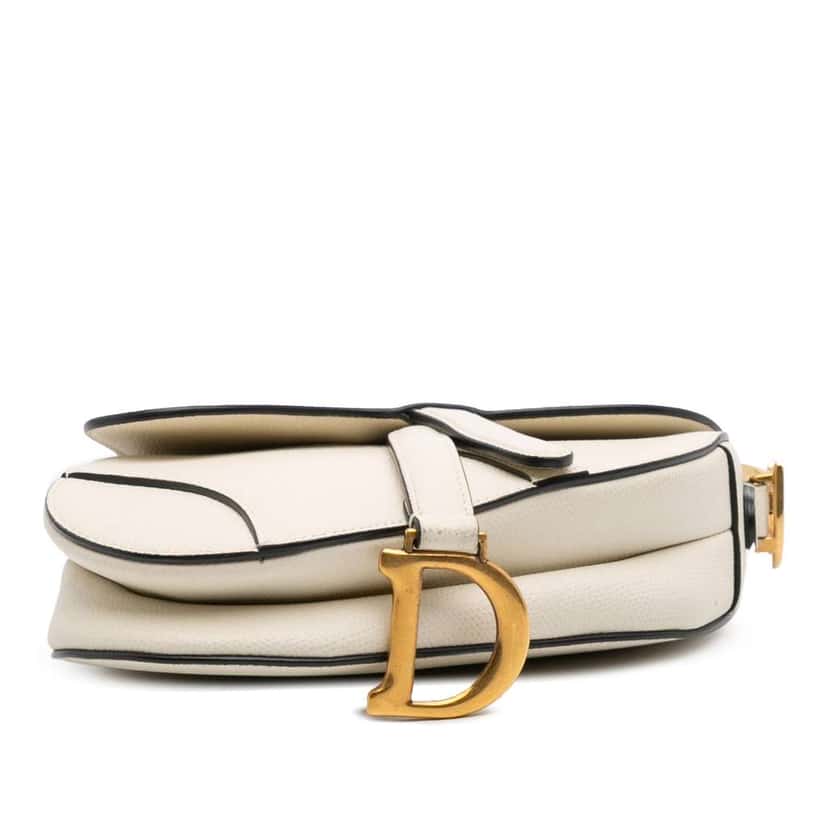 Dior Mini Grained Calfskin Saddle Bag White Leather Good condition - Inside View