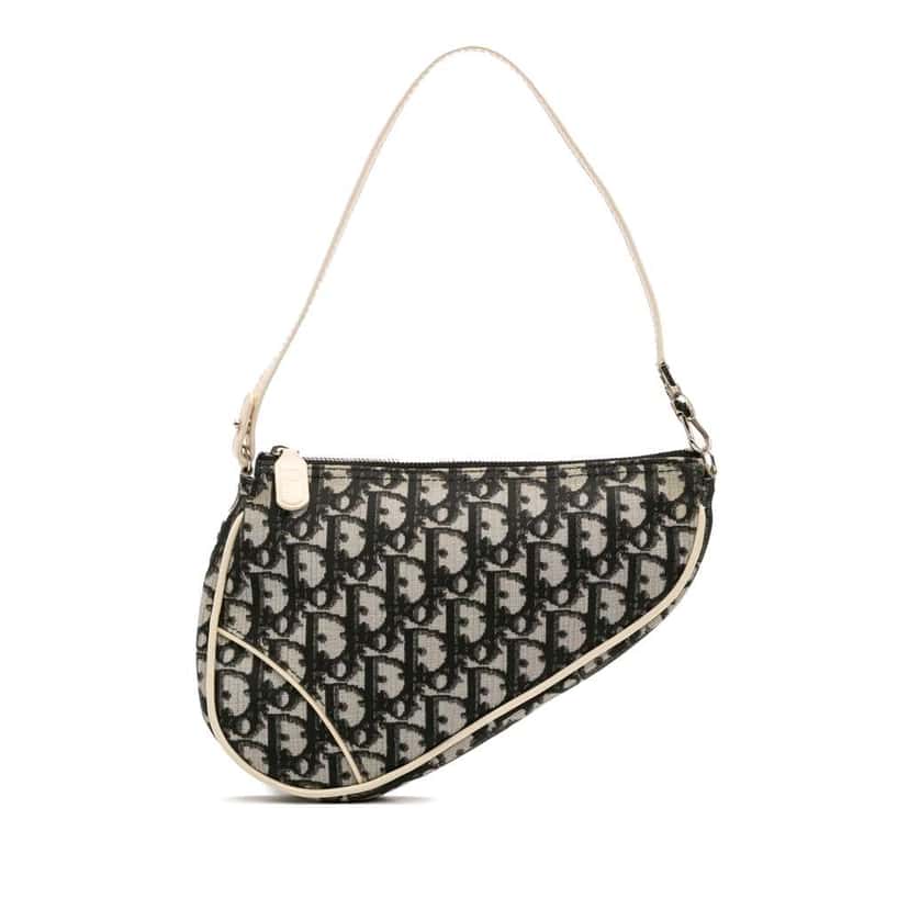 Dior Mini Diorissimo Canvas Saddle Pochette Black Canvas Good condition - Front View