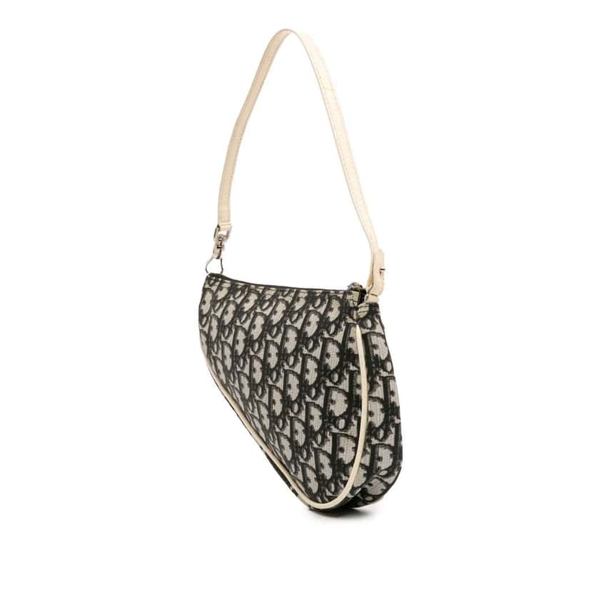 Dior Mini Diorissimo Canvas Saddle Pochette Black Canvas Good condition - Back View