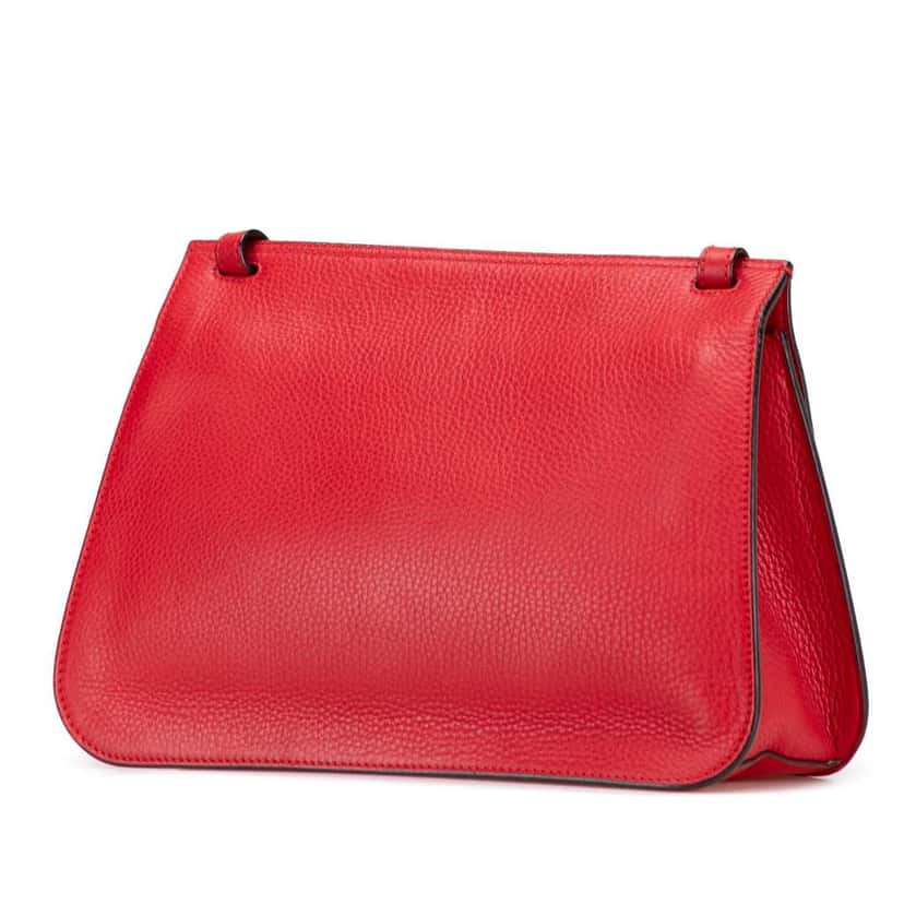 Gucci Medium Leather Bamboo Daily Crossbody Red Leather Good condition - Back View