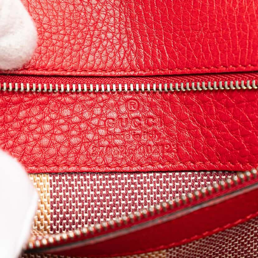 Gucci Medium Leather Bamboo Daily Crossbody Red Leather Good condition - Box View