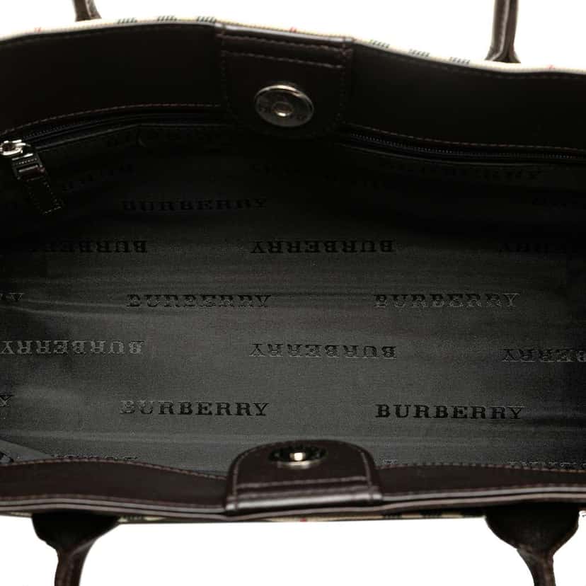 Burberry House Check Canvas Handbag Brown Canvas Good condition - Model View