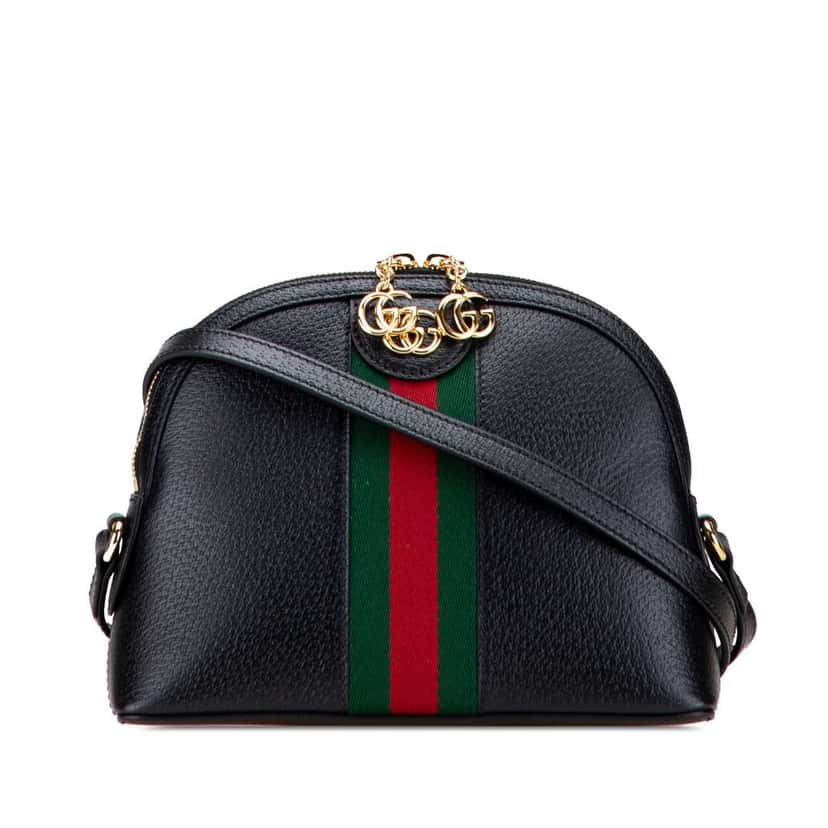 Gucci Small Calfskin Ophidia Dome Crossbody Black Leather Good condition - Front View