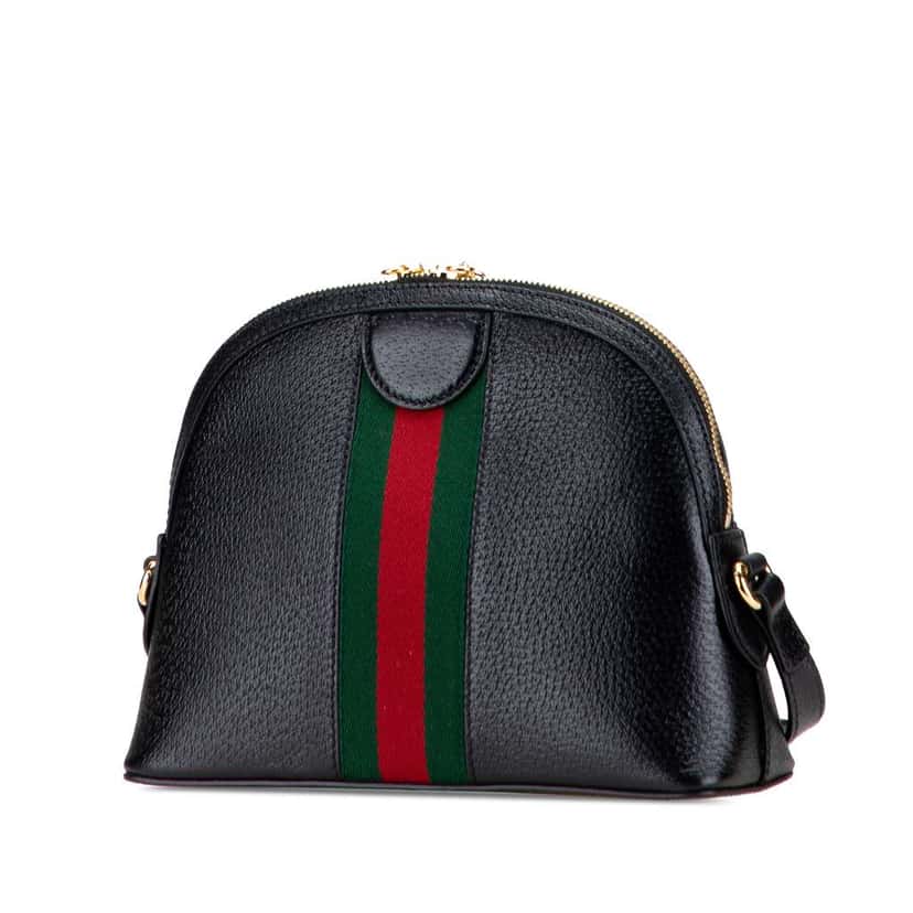 Gucci Small Calfskin Ophidia Dome Crossbody Black Leather Good condition - Back View