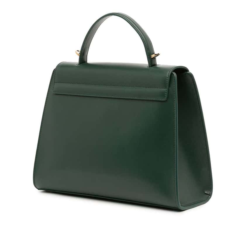 Salvatore Ferragamo Leather Gancini Thalia Flap Top Handle Bag Green Leather Good condition - Back View