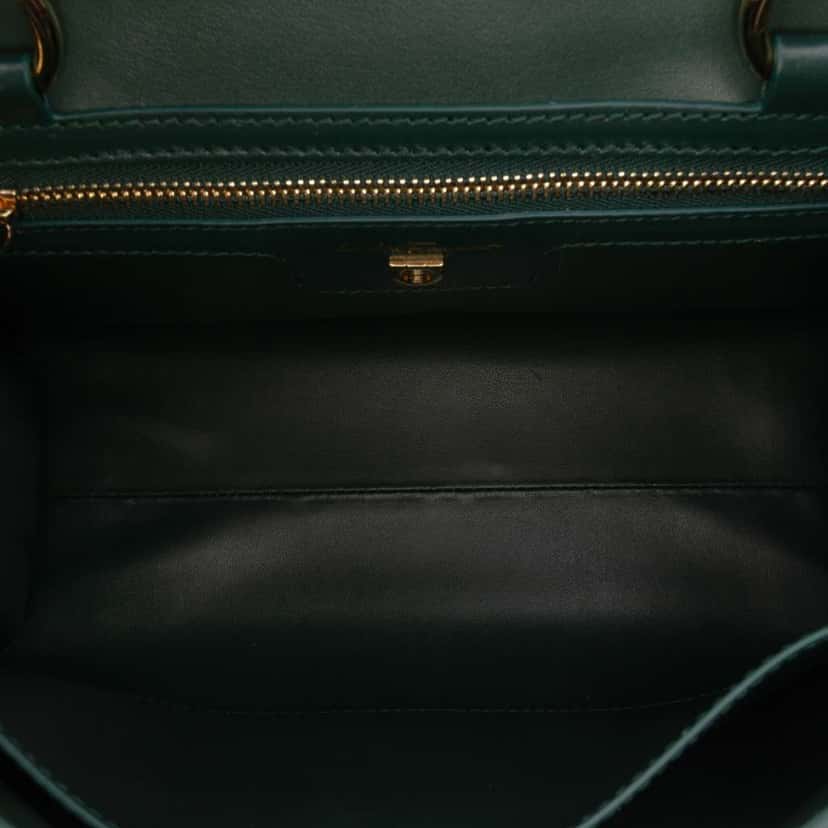 Salvatore Ferragamo Leather Gancini Thalia Flap Top Handle Bag Green Leather Good condition - Model View