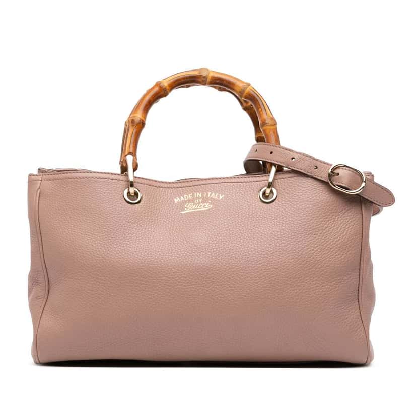 Gucci Medium Calfskin Bamboo Shopper Satchel Pink Leather Good condition - Front View