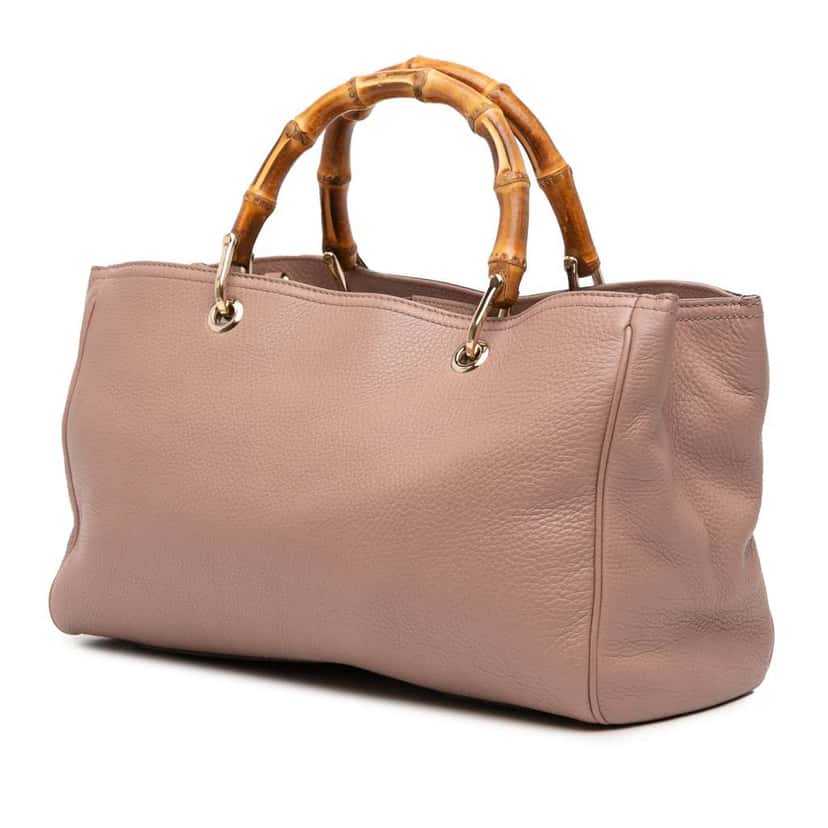 Gucci Medium Calfskin Bamboo Shopper Satchel Pink Leather Good condition - Back View