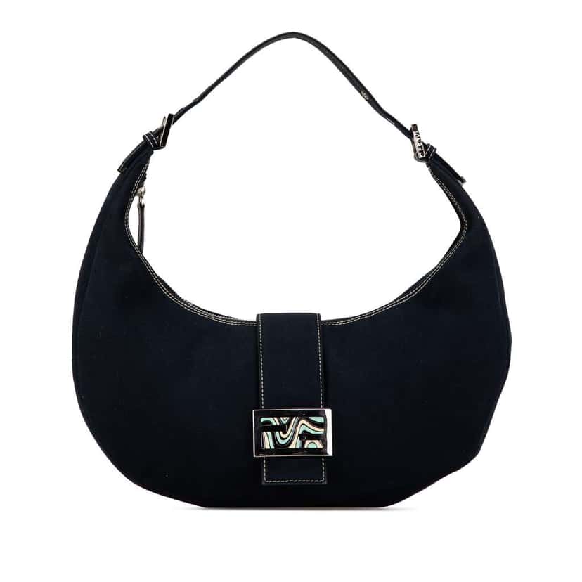 Fendi Canvas Croissant Shoulder Bag Blue Canvas Good condition - Front View