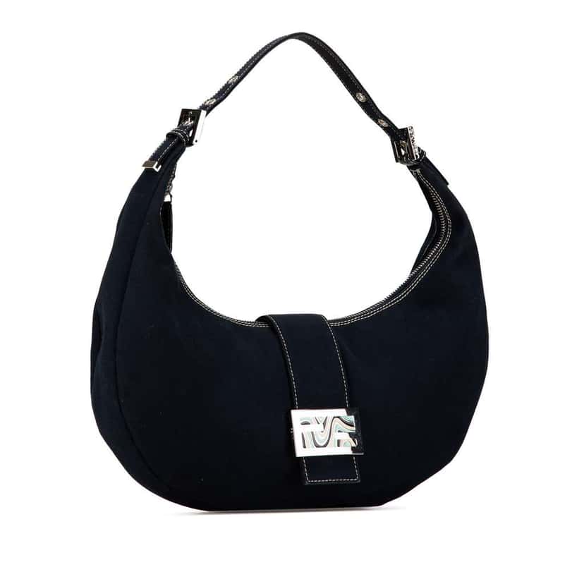 Fendi Canvas Croissant Shoulder Bag Blue Canvas Good condition - Back View