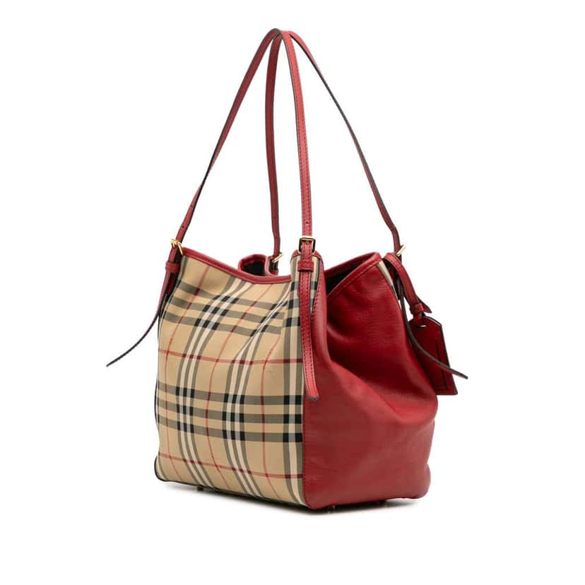 Burberry Small Haymarket Check Canvas and Leather Canterbury Tote Brown Canvas Good condition - Back View