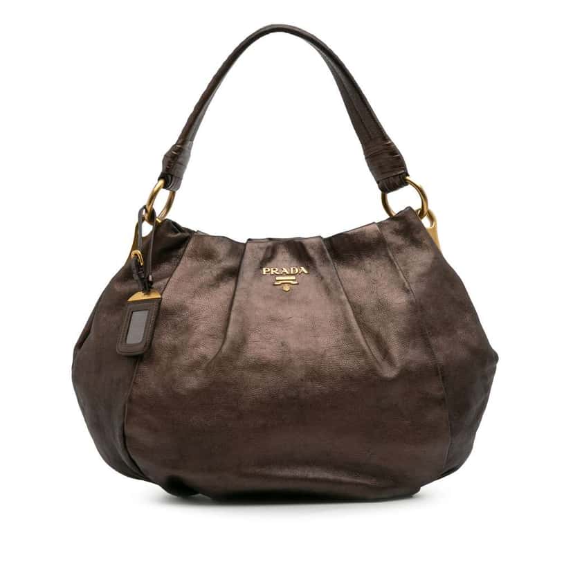 Prada Glace Mordore Hobo Brown Leather Good condition - Front View