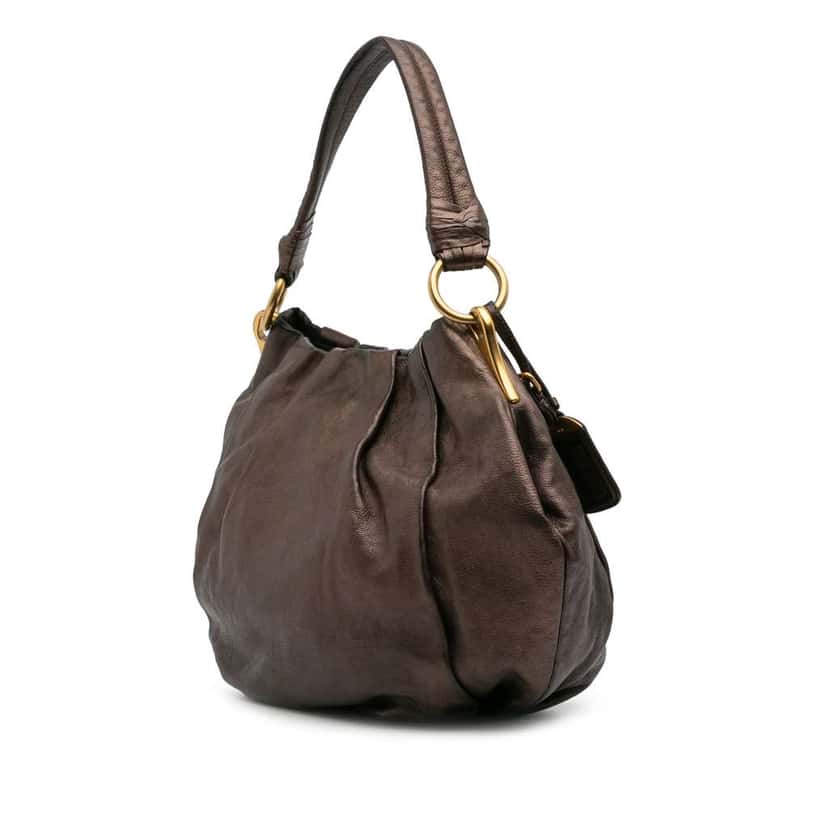 Prada Glace Mordore Hobo Brown Leather Good condition - Back View