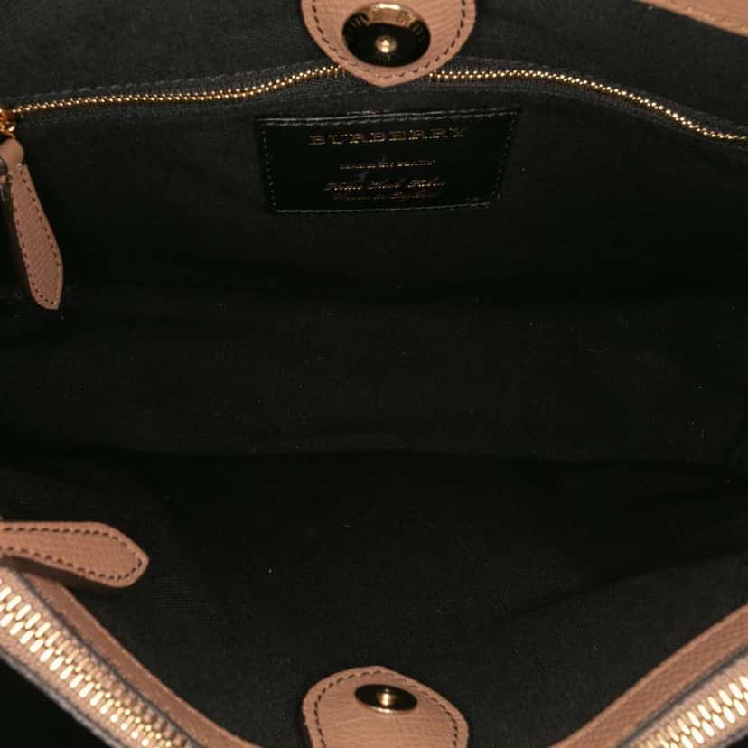 Burberry Medium Leather and House Check Banner Satchel Brown Leather Good condition - Model View