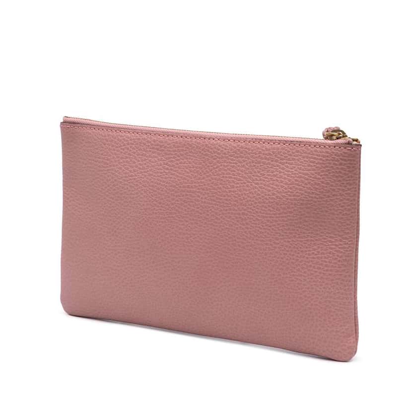 Gucci Calfskin Bamboo Clutch Pink Leather Good condition - Back View