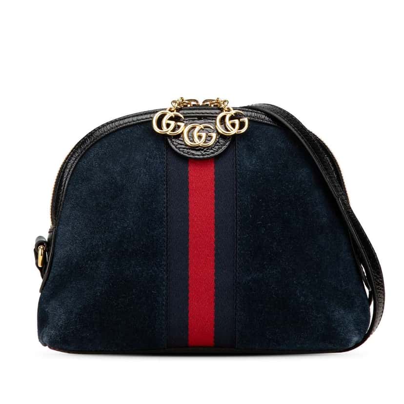 Gucci Small Ophidia Suede Dome Crossbody Blue Leather Good condition - Front View