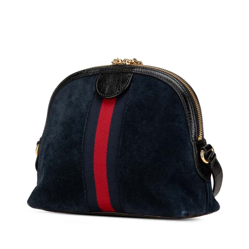 Gucci Small Ophidia Suede Dome Crossbody Blue Leather Good condition - Back View