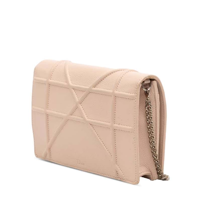 Dior Grained Calfskin Diorama Wallet on Chain Brown Leather Good condition - Back View