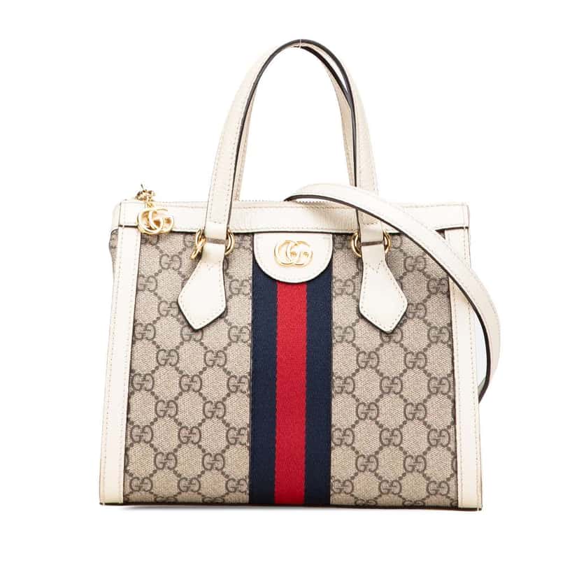 Gucci Small GG Supreme Ophidia Satchel Brown Canvas Good condition - Front View