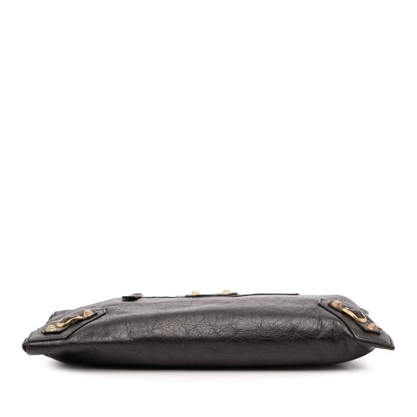 Balenciaga Lambskin Motocross Giant 12 Zip Around Flat Clutch Black Leather Good condition - Inside View