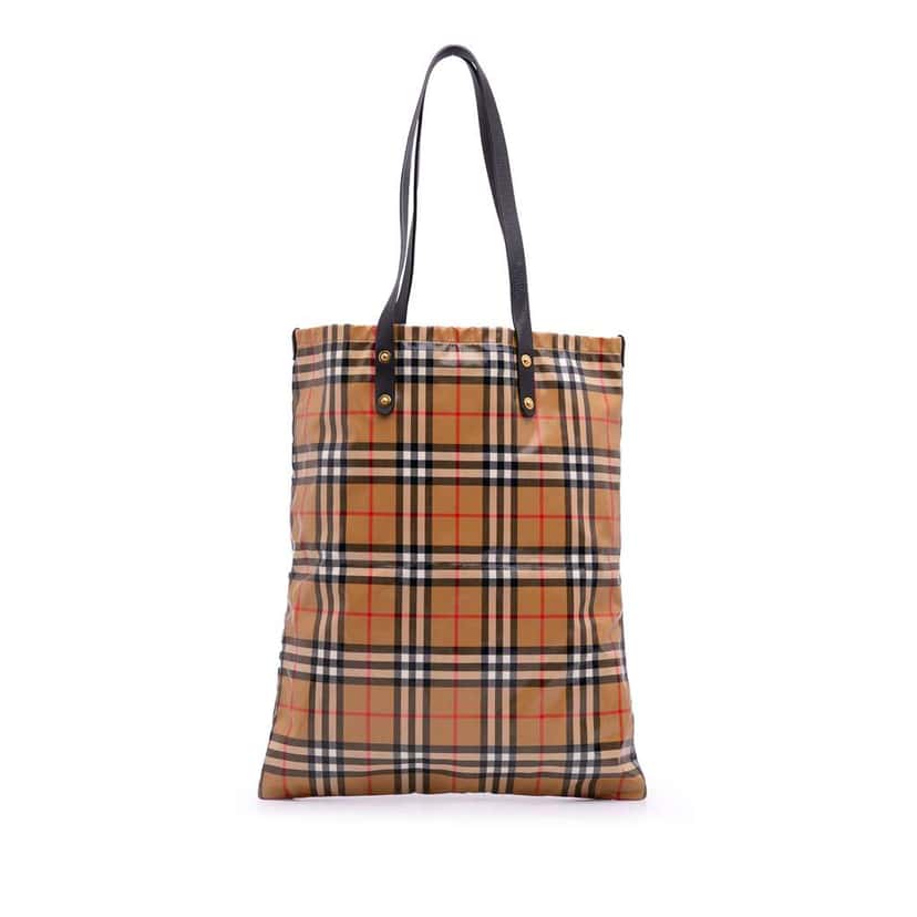 Burberry House Check Coated Canvas Tote Brown Canvas Good condition - Front View