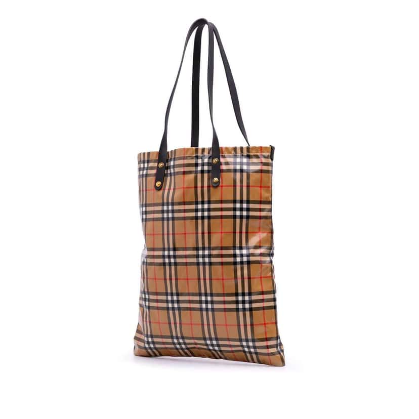Burberry House Check Coated Canvas Tote Brown Canvas Good condition - Back View
