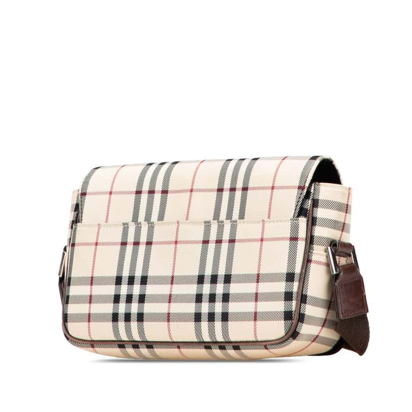 Burberry House Check Canvas Flap Crossbody Brown Canvas Good condition - Back View